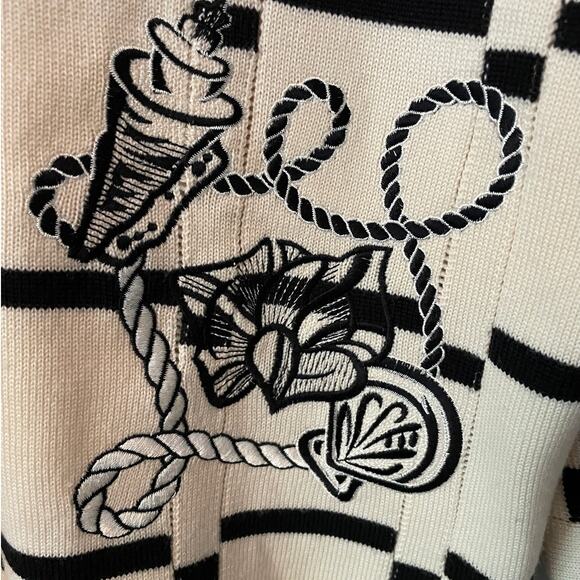 RARE ESCADA Vintage 1980s/90s signature nautical B&W wool sweater size 36 - Picture 7 of 7